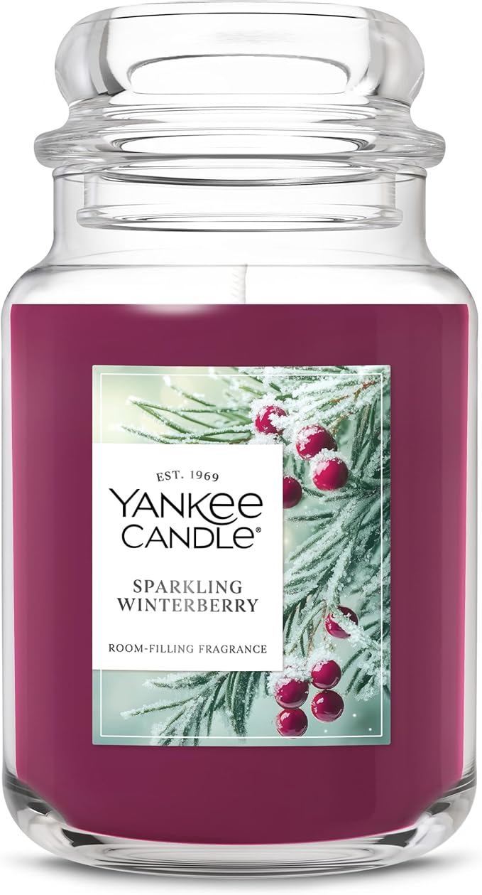 Yankee Candle Sparkling Winterberry Scented Candle, 22oz Large Jar with up to 150 Hour Burn Time, Giftable, Holidays