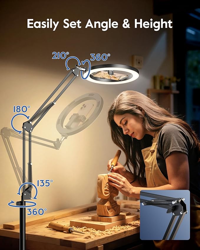 Ring Light Tripod for iPhone with Overhead Phone Mount and Stand, Made for Passionate Crafters, Ideal for Embroidery/Crochet/Knitting/Jewelry Making/Resin Art/Sewing/Painting/Pottery/DIY Crafts