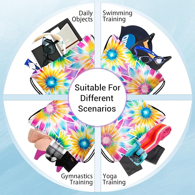 Tie Dye Flower Grip Bags Rainbow Adjustable Drawstring Gymnastics Grip Bag for Gymnasts