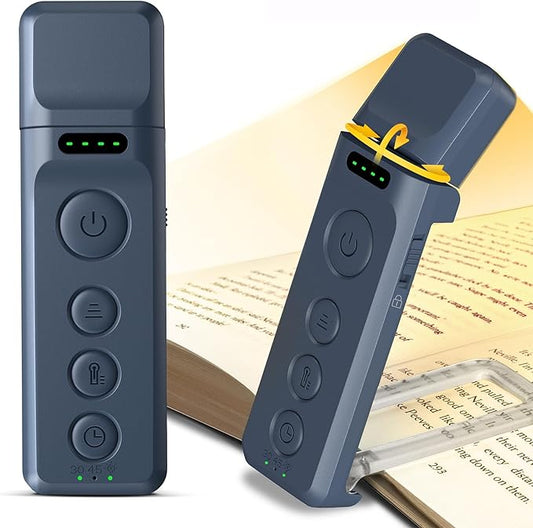 Glocusent Book Lights for Reading at Night, Rechargeable Book Light Clip on - 3 Colors & 5 Brightness, Reading Lights for Books in Bed with Sleep Aid & Timer, Travel Lock, Perfect for Bookworms, Kids