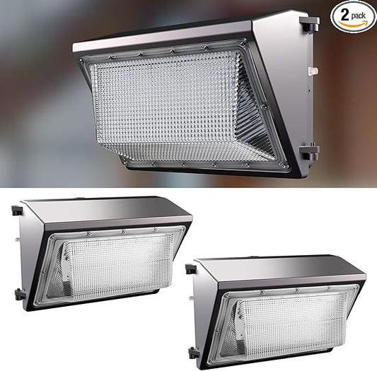 Lightdot 2Pack 120W LED Wall Pack Lights, 100-277v Dusk to Dawn with Photocell | 18000Lm(150Lm/W) 5000K IP65 Outdoor Exterior Lighting Fixture, Energy Saving|5-Yrs Warranty, ETL(Height:8~18ft)