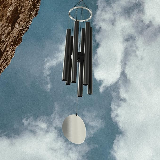 Wind Chimes for Outside, 32-inch Aluminum Deep Tone Wind Chimes, Memorial WindChimes Outdoor, Best Gifts for Mom, Grandma, Suitable for Garden, Patio, Backyard Decoration(Black)