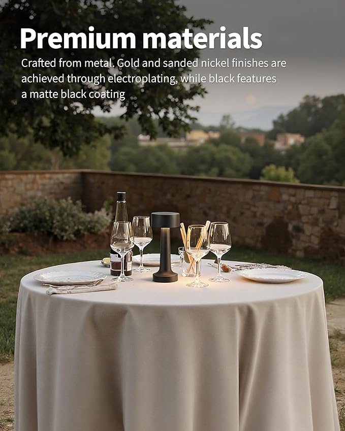 PUSU Cordless LED Black Small Table Lamps Set of 2, Portable Rechargeable 4000mAh Battery Operated Desk Lamp, 3 Color Stepless Dimming for Kids, Restaurant, Bedside, Outdoor, Bar, Night Light, Gift