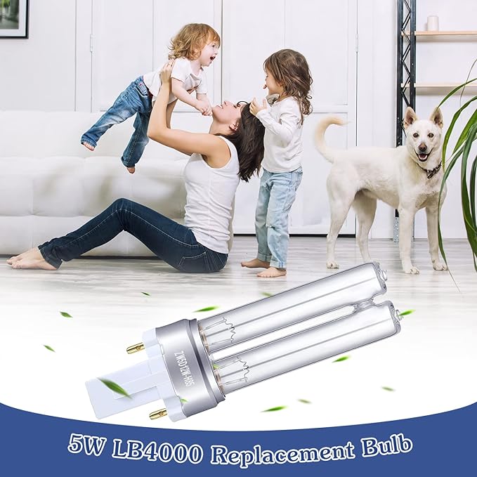 4 Pack Replacement Bulb, 5W UV-C Bulb Compatible with Germ Guardian LB4000 AC4300BPTCA, AC4825, AC4850, AC4850PT, AC4900, AC4900CA, AC5300B, AC5350B, AC5350W Air Purifier