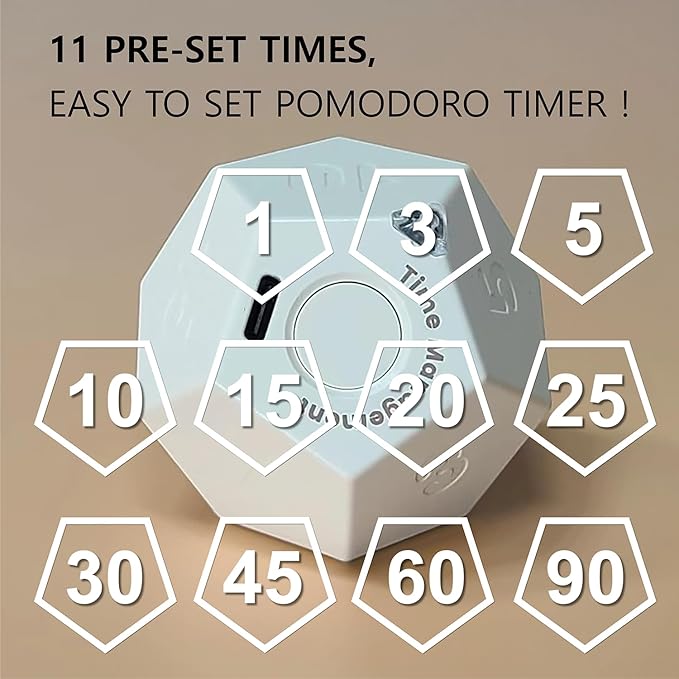 Cube Pomodoro Timer, Rechargeable Small Cute, Timer for Kids and Classroom, Kitchen, Cooking, Workout & Study Countdown, Time Management Tool (Floral White)