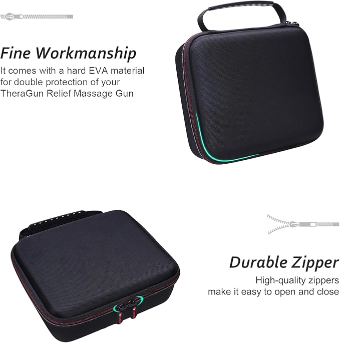 XANAD Massage Gun Case Compatible with TheraGun Relief Handheld Percussion Massage Gun,Massage Neck/Back/Leg/Shoulder,Black-Inside: 8.3"x6.9"x2.4"(Case Only)