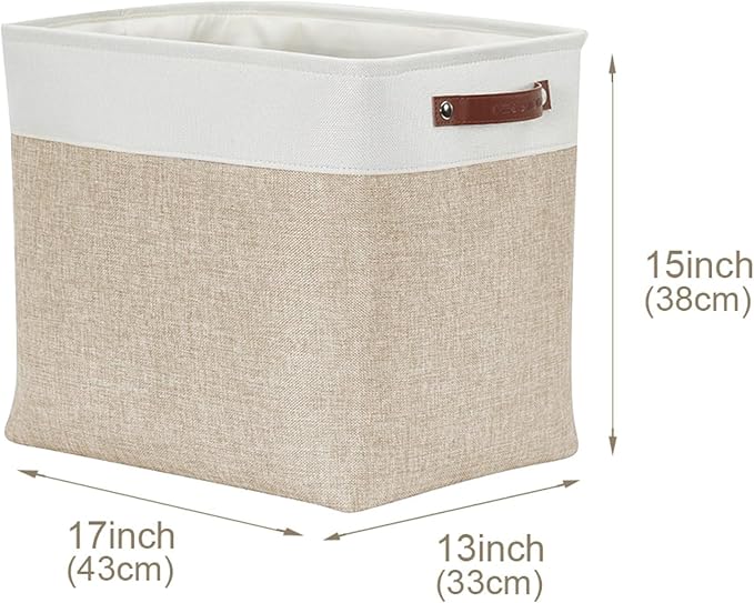 DECOMOMO Extra Large Storage Baskets, 54.5L Fabric Storage Bins for Organizing Linen Closet, Nursery (Beige & White, XXXL - 3 pack)