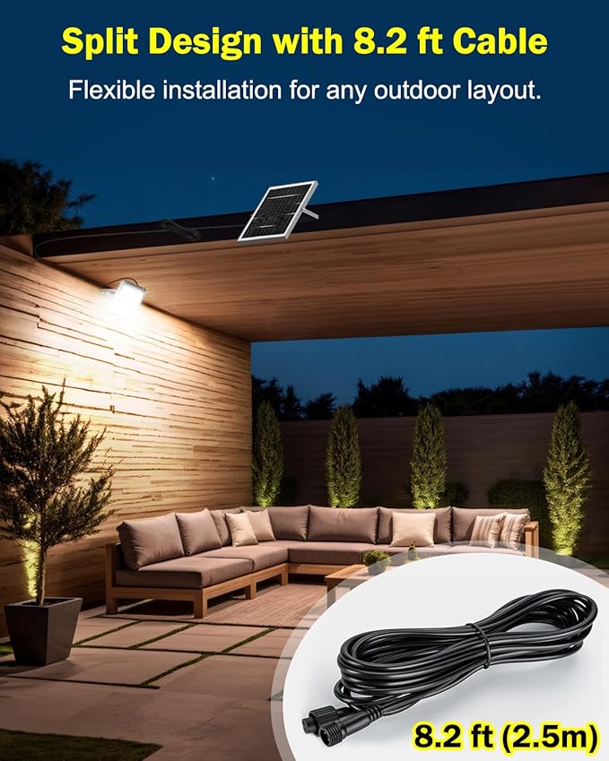 Outdoor Solar LED Flood Lights: Waterproof Security Patio Lights with Remote Control, 6500K Bright Illumination Dawn to Dusk Lighting for Fence, Yard, Backyard, Wall, House (20000MAH)