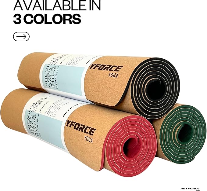 Yoga Mat - Premium Cork & Rubber - Eco-Friendly Non-Slip, Sweat Resistant Mat with Alignment Lines, 6mm Thick for Joint Support - 6mm, Durable & Planet-Friendly Design, 72x26in