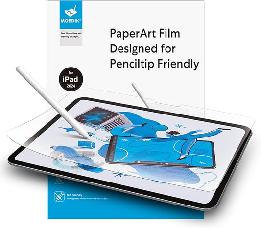 MOBDIK 2 Pack Paperfeel Screen Protector Compatible with iPad Pro 11 M5 2025 / M4 2024 New Version Crafted for Natural Writing, Less Reflection, Nib Friendly, with Easy Installation Kit