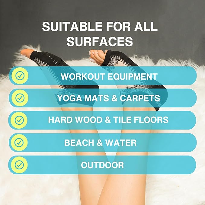 Tucketts Flow Toeless Pilates Socks with Grips for Women, Non-Slip Barre Yoga Socks for Barefoot Workouts, Sizes 5-13, 1 Pair