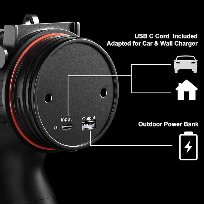 BUYSIGHT Rechargeable Spotlight Flashlight, Hand held Spotlight 800 lumens Waterproof Flashlight Hunting Lamp with red Filter(Black)