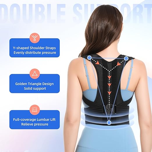 babaka Posture Corrector for Women and Men, Adjustable Full Back Support, Upper and Lower Back Pain Relief, Back Brace, Shoulder Straightener, Scoliosis, Hunchback, Thoracic, Spine Corrector (Large, Waist: 30''-39'')