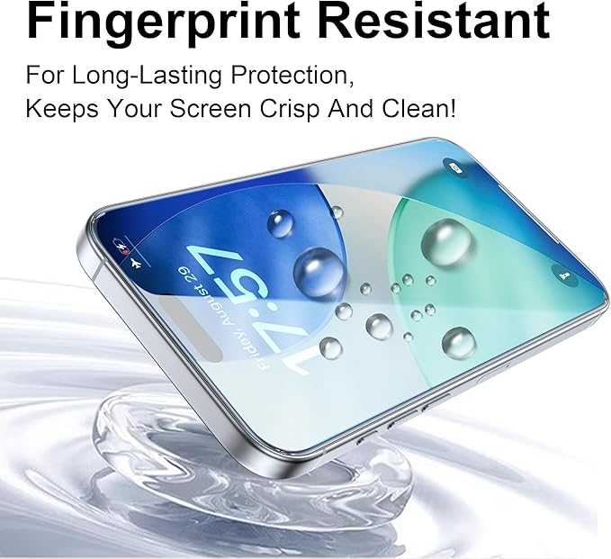 OneFish for iPhone 17 Screen Protector 6.3 inch HD Clear Tempered Glass Full Coverage, 9H Hardness Scratch Resistant, Easy Installation, 2 Pack
