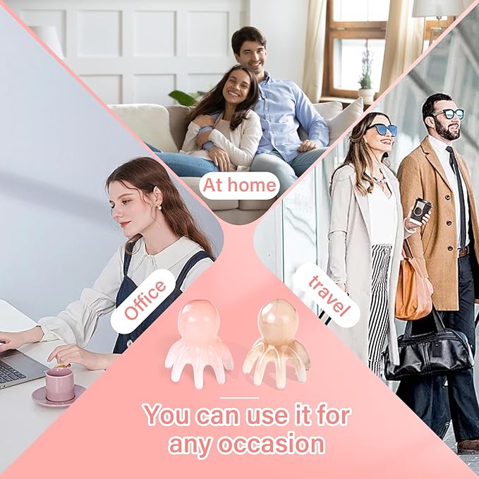 4 PCS Octopus Head Massager Scalp, Hair Spa Massage Tools, Manual Acupressure Tool with 8 Flexible Nodes