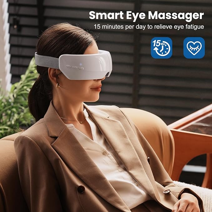 TOLOCO Eye Massager with Heat,Bluetooth Music,Compression,Electric Adjustable Eye Massager,Improve Sleep,Holiday,Birthday,Christmas Gifts Eye Mask for Women Men