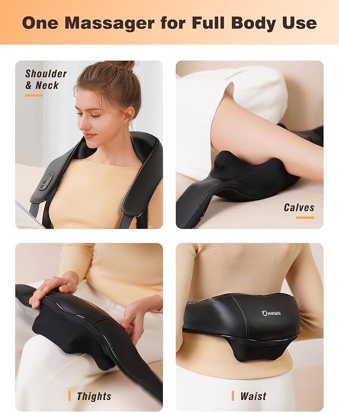 Neck and Shoulder Massager with Heat, Cordless Back and Neck Massager, Upgraded Graphene Heating, 4D Shiatsu Deep Kneading Massage for Shoulder, Back,Leg,Pain Relief, Portable Gifts for Dad Mom Friend