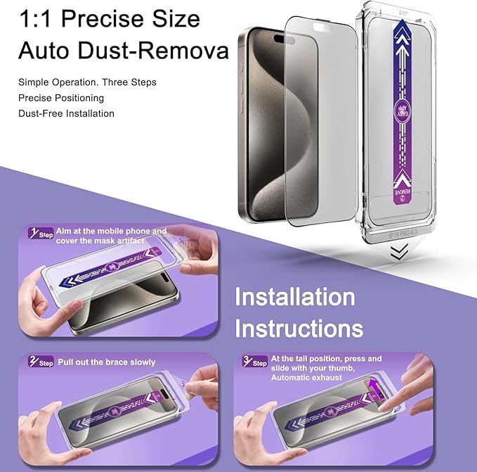 Matte Screen Protector for iPhone 17 Pro Max 6.9-Inch, Auto Dust Removal, 9H Tempered Glass, Full Cover, Anti-Fingerprint, Easy Installation, 2 Pack