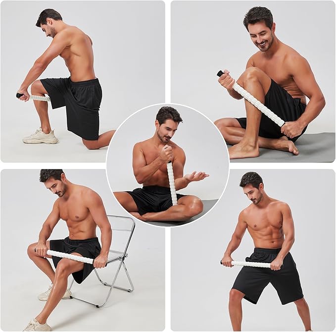MZDXJ Muscle Roller Stick for Athletes - Deep Tissue Fascia Blaster & Roller Massager for Myofascial Pain Relief - Handheld Physical Therapy & Recovery Tool(-Black White-24 inch)