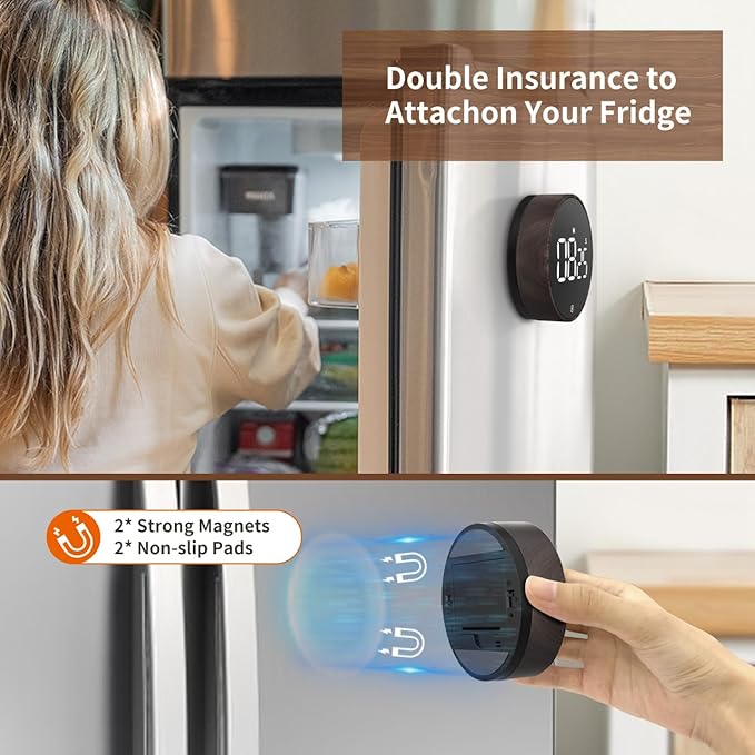 VOCOO Digital Kitchen Timer - Magnetic Countdown Countup Timer with Large LED Display Volume Adjustable, Easy for Cooking and for Seniors and Kids to Use