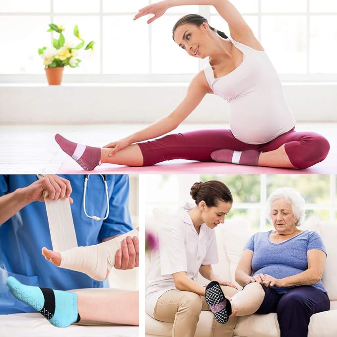 unenow Unisex Non Slip Grip Socks with Cushion for Yoga Pilates Barre Home & Hospital