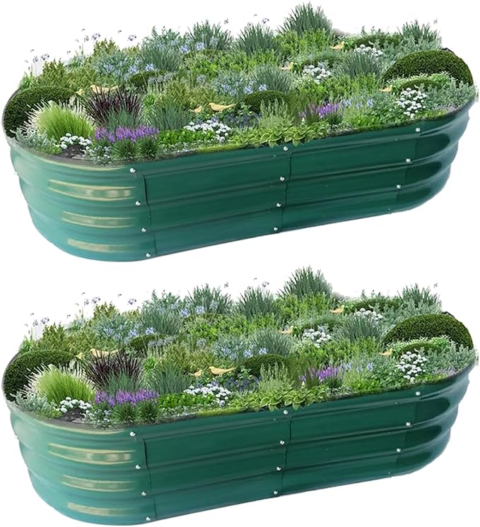 Raised Garden Bed, Raised Beds for Gardening Outdoor for Vegetables and Flowers Ground Planter Box, Galvanized Metal Planter Grow Garden Box,4x2x1ft