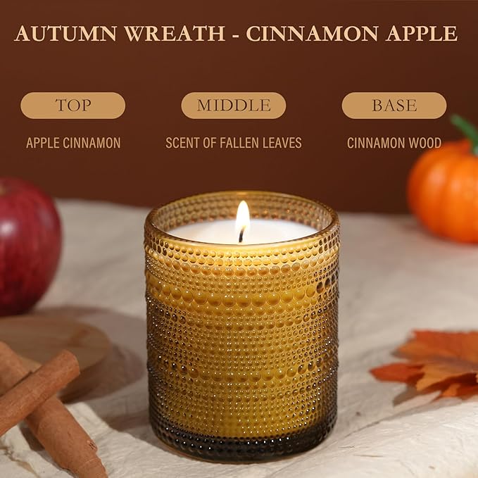 Apple & Cinnamon Scented Candle, Large Jar Aromatherapy Candle Over 60 Hours of Burn Time, Candles for Home Scented Fall Decor Home Fragrance Perfect for Gifting