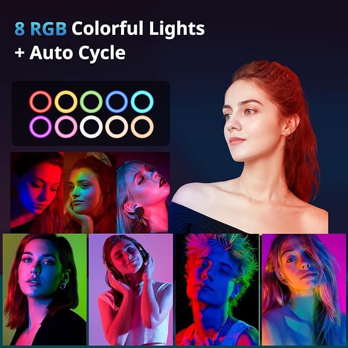 UBeesize 12” RGB Selfie Ring Light with 62” Extendable Tripod Stand & Remote, LED Light with Phone Holder for Video Recording/Makeup/Content Creator (YouTube/TikTok/Twitch), Phone, Camera & Webcam