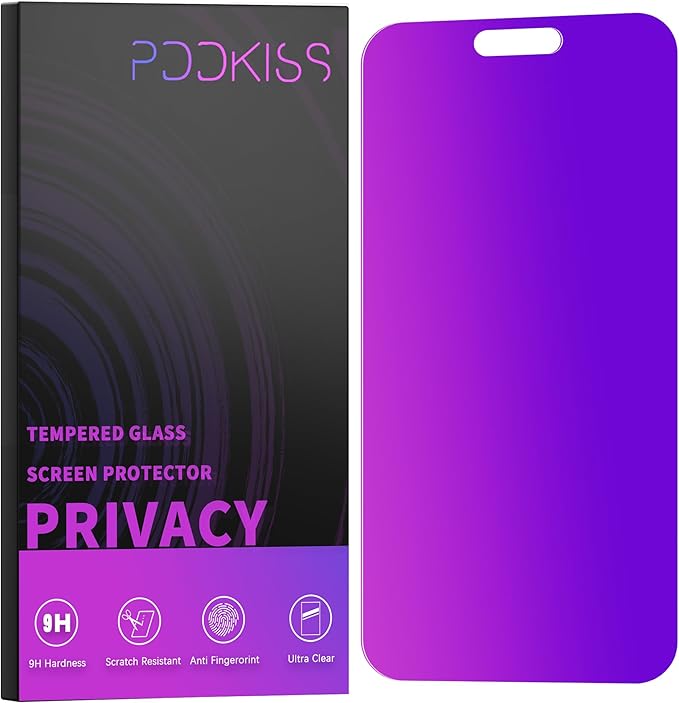 Compatible for iPhone 15/iPhone 16 Privacy Screen Protector Tempered Glass 6.1 Inch, Purple Gradient Anti Spy Anti Blue Light HD Easy Installation