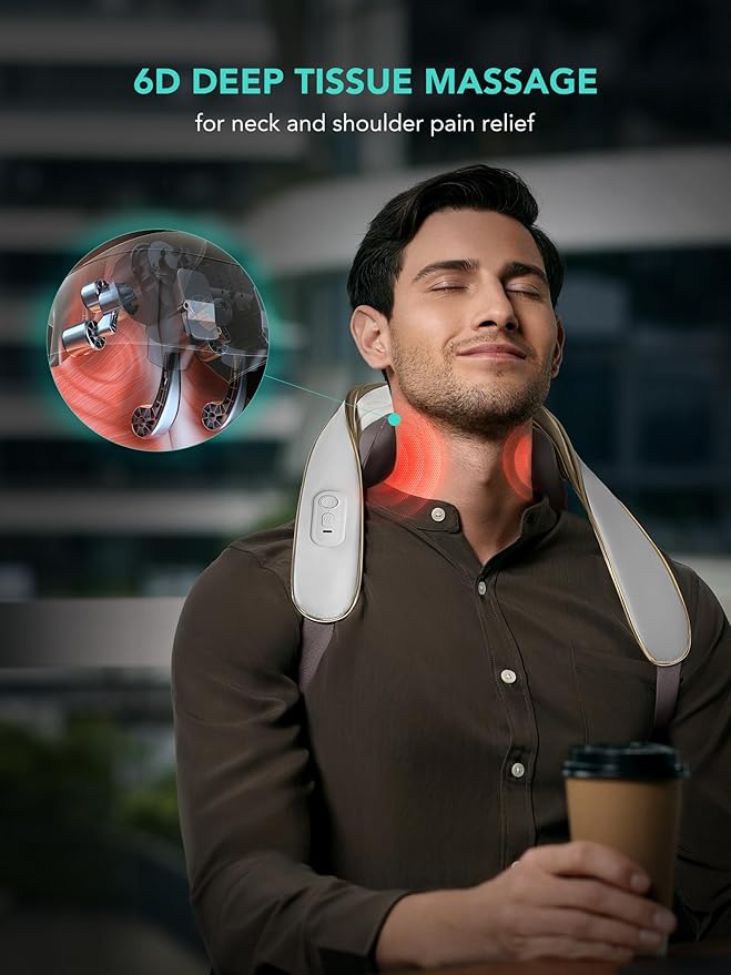 SKG 2025 Neck Massager for Pain Relief Deep Tissue 6D Kneading with Heat Cordless Neck and Shoulder Massage Gifts for Men and Women H5 mini