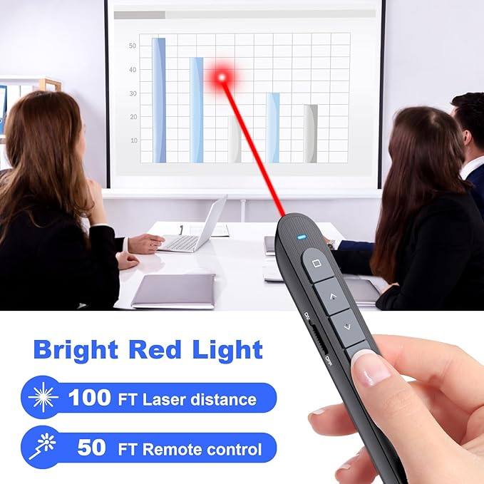 （2 Units） Wireless Presenter Remote Presentation Pointer Clicker with Hyperlink & Volume Control USB PowerPoint Slide Advancer for Mac Laptop PC Computer Keynote