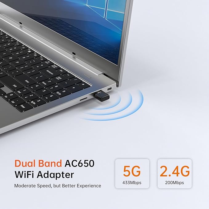 USB WiFi Adapter for Desktop PC, 5G 2.4G Dual Band WiFi Dongle 802.11AC 650Mbps Wireless Network Adapter for Laptop, Compatible with Windows 11/10/8.1/8/7/XP