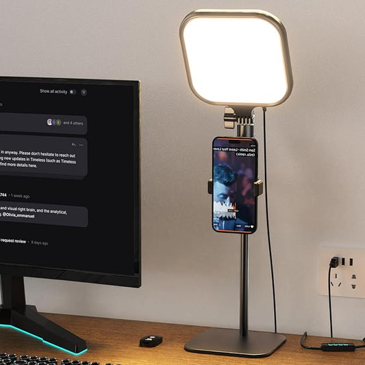 UBeesize Zoom Lighting for Computer, Video Conference Lighting for Video Calls, Desk Light with Stand and Phone Holder for Webcam, Home Office, Podcast, Online Meetings, Live Streaming