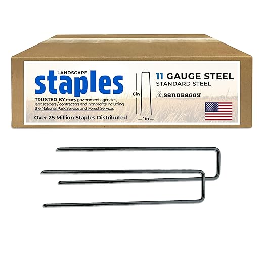 Sandbaggy USA Made 6-inch Landscape Staples - Garden Stakes - Landscaping Fabric, Netting, Sod, Artificial Turf (Standard, 5000)