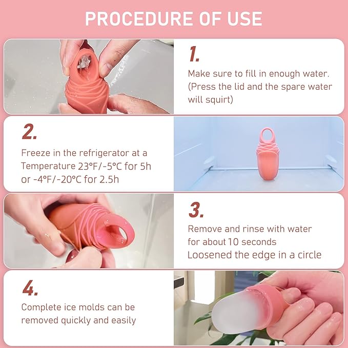 3 Pcs Facial Ice Roller Silicone Mold Reusable for Face Women and Eye Neck Cold Skin Care Tools Freezer De Puff Eyes Bags Reduce Migraine Pain Pink