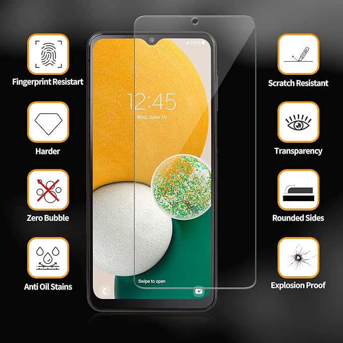 3 Pack for Samsung Galaxy A13 5G / A13 LTE/ A12 Tempered Glass Screen Protector, Scratch-Proof, Bubble-Free,HD Transparent, 9H Hardness,Bubble Free,Case Friendly
