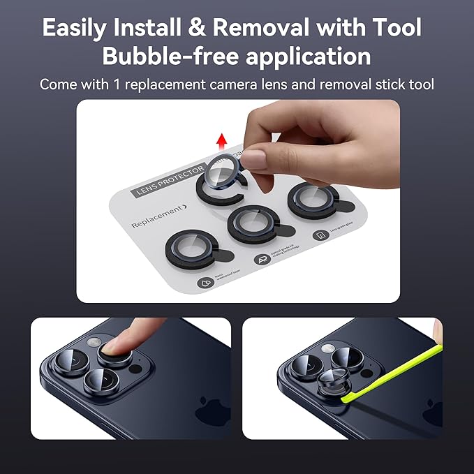 WSKEN for iPhone 15 Pro/iPhone 15 Pro Max Camera Lens Protector,[Keep Original Shooting] Shatterproof 9H Tempered Glass Camera Screen Protector Metal Ring Cover Film Accessories,Blue Titanium