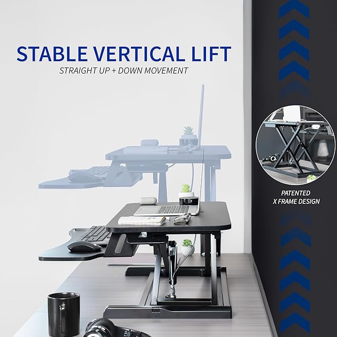 VIVO 42 inch Desk Converter, K Series, Height Adjustable Sit to Stand Riser, Dual Monitor and Laptop Workstation with Wide Keyboard Tray, White, DESK-V042KW