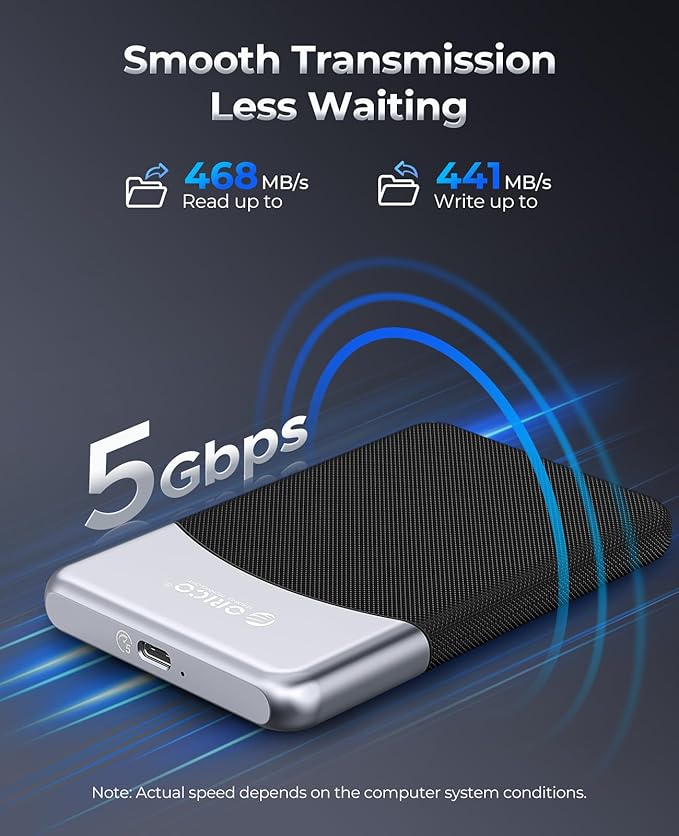 ORICO 4TB External SSD with 2 in 1 USB C Cable, Portable Solid State Drive USB 3.2 Gen 1 Up to 460MB/s, Dust and Drop Resistance, Reliable Storage for USB-C Smartphone, PC, Tablet, Labtop - M25PRO