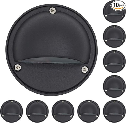 2W LED Deck Lights Landscape Lighting Landscape Lights Low Voltage Outdoor Deck Lighting Replaceable G4 LED Bulb 3000K Aluminum housing for Step, Pathway,Walkway,Deck,Yard Black, Pack of 10