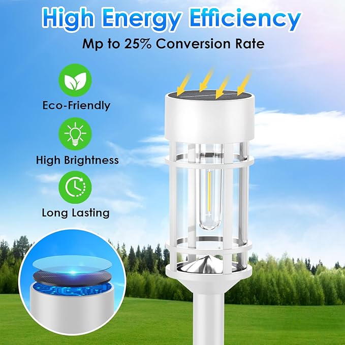 Solar Pathway Lights Outdoor Waterproof, 8 Pack LED Solar Garden Lights for Outside Decorations, Dusk to Dawn Solar Walkway Lights Landscape Lighting