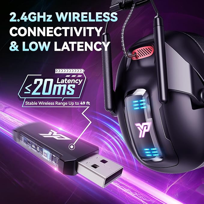 Wireless Gaming Headset for PS5, PS4, PC, USB Over Ear Gaming Headphones with Noise Canceling Mic, Bluetooth 5.3, 100H Battery, Low Latency, Only Wired Mode for Xbox