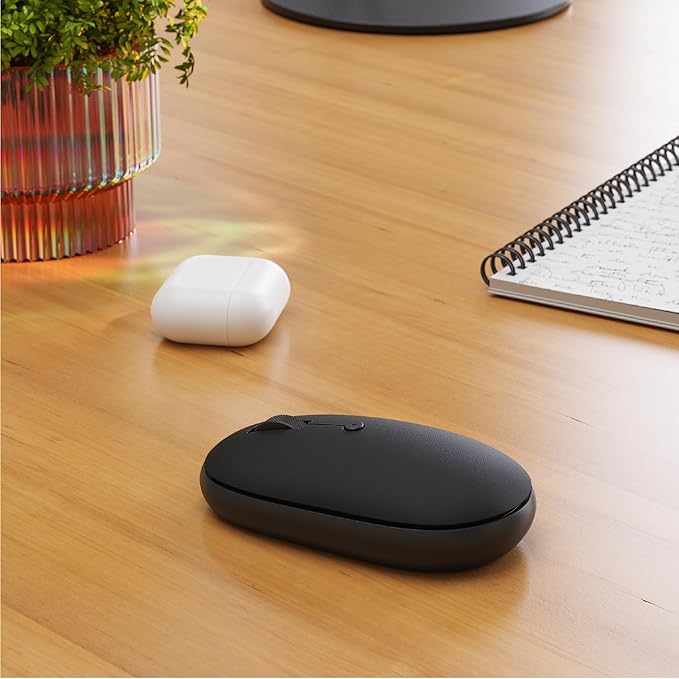 Satechi OntheGo Bluetooth Mouse with USB C Rechargeable Battery, Connect up 3 Devices, Compact and Portable Wireless Mouse for Laptop, Computer, Tablet – Black