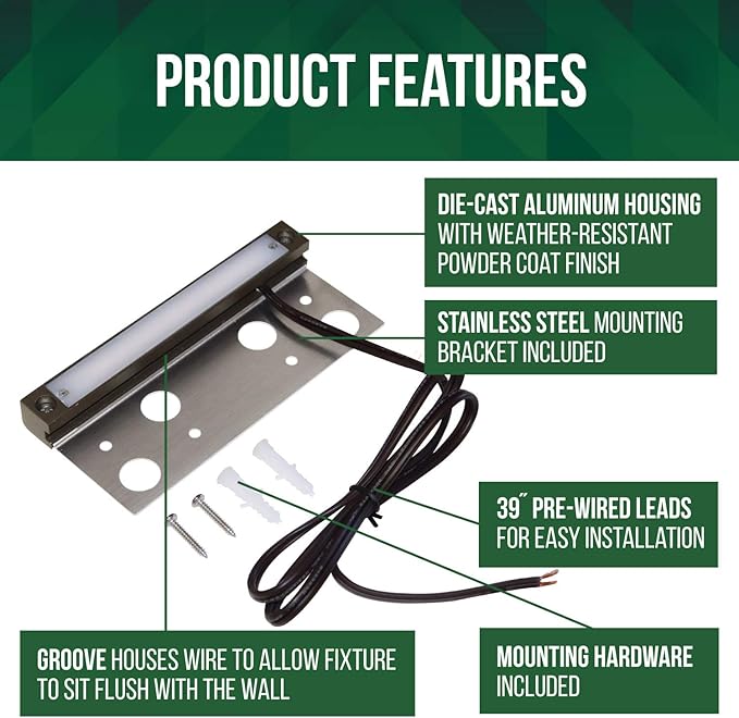 GKOLED 20-Pack Frosted Lens Hardscape Light, UL Listed, 6.8 Inches Long, Integrated 2700K LED Lighting Source, Landscape LED Step Lights, Solid Die-cast Aluminum Housing, Low Voltage 12V AC/DC