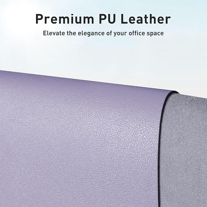 Aothia Non-Slip PU Leather Waterproof Desk Protector Mat, Mouse Pad, Desk Blotter, Writing Pad for Office, Home, Laptop, Lavender, 23.6" x 13.7"