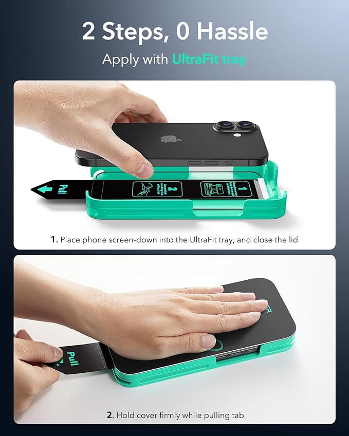 ESR 3 Pack 9H+ Glass for iPhone 16 Plus/iPhone 15 Plus Screen Protector, [Military Grade Shatterproof & Longest Durable] Armorite Ultra-tough Full Coverage Tempered Glass with UltraFit Tray