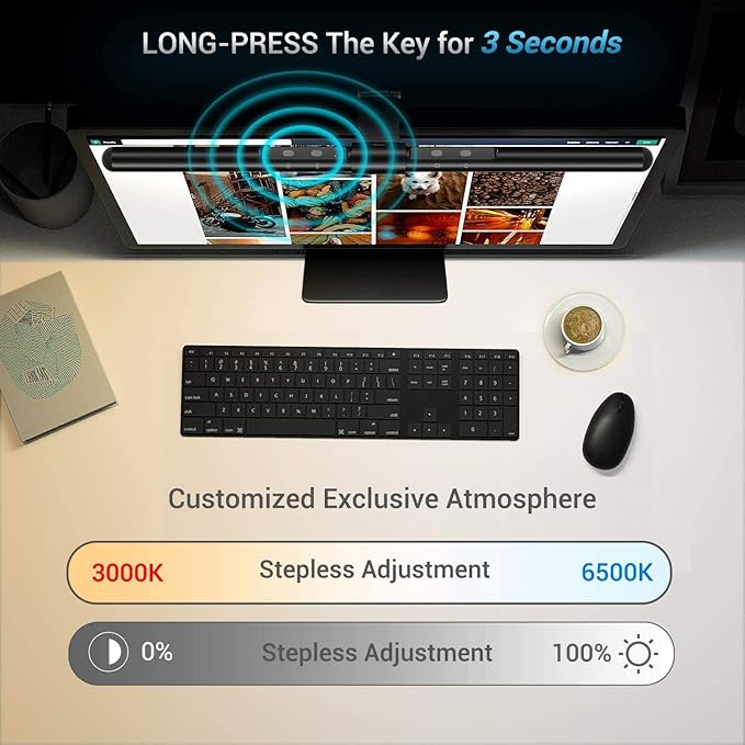 Quntis Computer Monitor Light, Screen Light Bar No Glare, 20.4'' Monitor Lamp with Auto-Dimming, Adjustable Brightness and Color Temperature, USB Reading LED Monitor Light for Desk/Home/Office