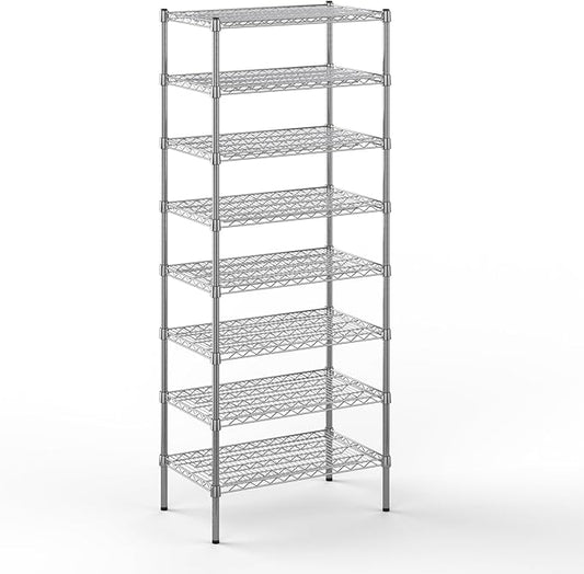 18" Deep x 30" Wide x 74" Height Wire Shelving Kit | 8-Tier | NSF Commercial Storage Rack Unit