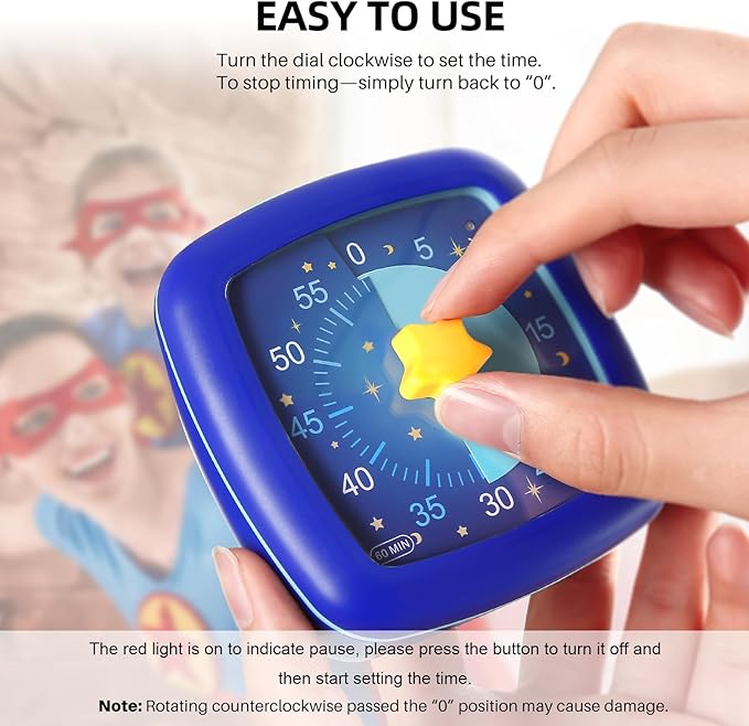 Secura 60-Minute Visual Timer, Silent Study Timer for Kids and Adults, Time Clocks, Time Management Countdown Timer for Teaching (Starry Sky)