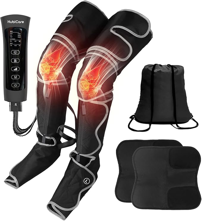 HubiCare Leg Massager Air Compression Leg Massager with Heat and Vibration for Circulation and Pain Relief, 6 Modes with 3 Intensities, Reduce Swelling, Muscles Relaxation